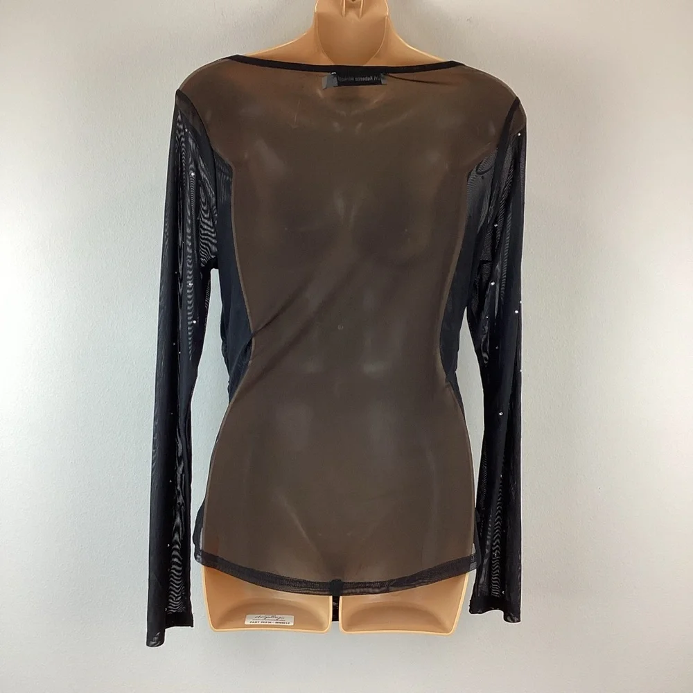 NWOT Rebecca Minkoff Black Sheer Gemstone Top | Medium